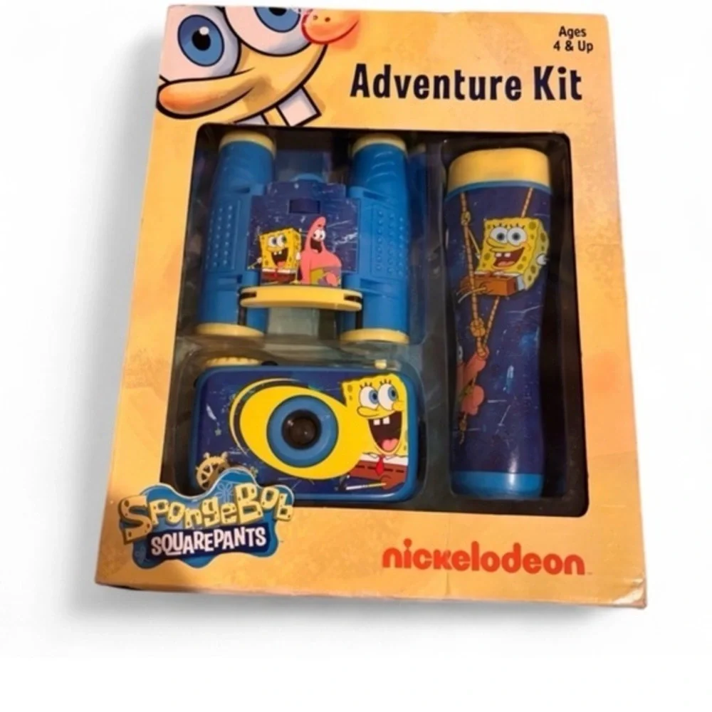 RARE SpongeBob Adventure Kit 3 Pc Set Camera Binoculars Flashlight Nickelodeon